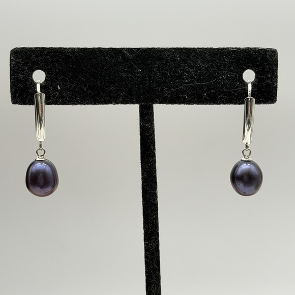 The Unbranded Brand Jewelry - Sterling Silver South Sea Tahitian Peacock Pearl Dangle Drop Pierced Earrings